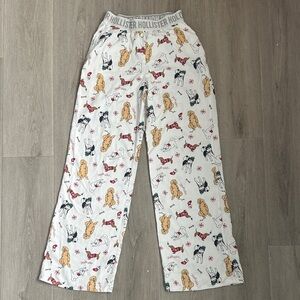 Hollister Cream Pajama Pants with Dog Pattern